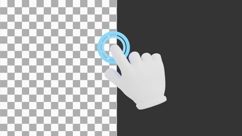 Animação 3D do gesto de toque com o dedo | Alpha Channel
