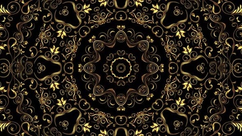 Elegant Golden Ornate Decorative Kaleidoscope Background