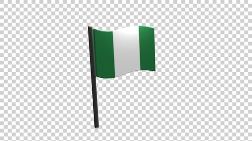 Waving Nigeria Flag Animation on Pole with Alpha Channel