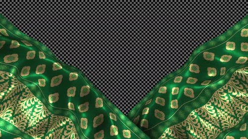 Tela de tela con estampado étnico de seda de Indonesia, ondulado, Riau Alpha Channel, Jambu Pakis Bertingkat
