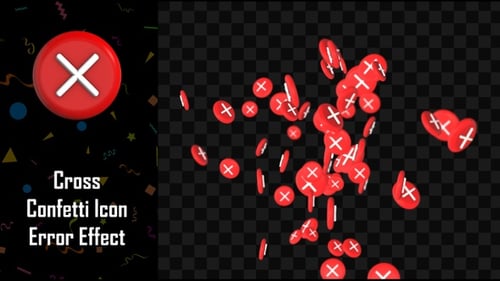 Efecto de error del icono de confeti cruzado