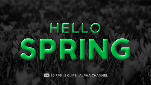 Hello Spring Doodle Green Text Animation