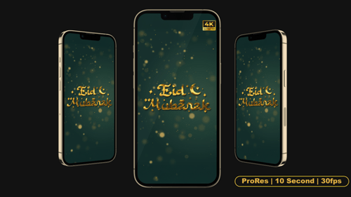 Golden Eid Mubarak Decorative Vertical Text Animation