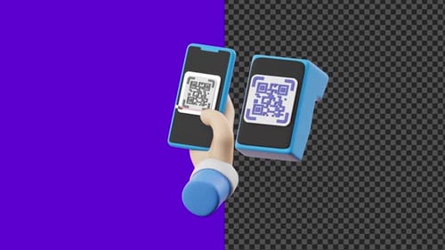 3D Digital Payment Animation With Mobile Phone And QR Code