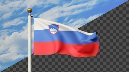 Slovenia Flag Waving in Realistic 3D Animation