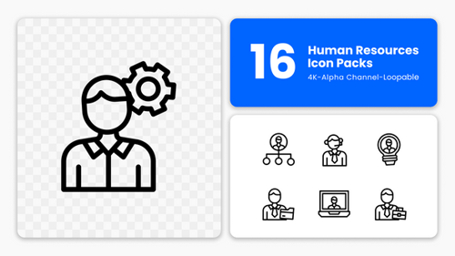 Human Resources Animated Flat Line Icons Pack