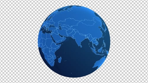 Digital World Map Globe Animation with Country Borders