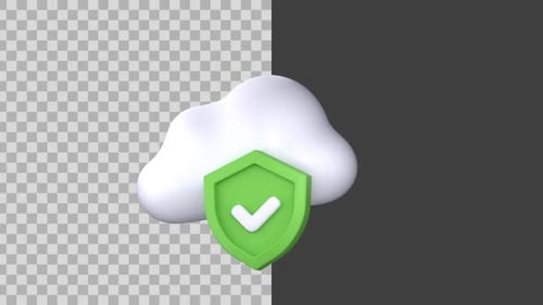 Animated 3D Cloud Security Shield Loop Icon