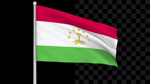 Realistic Waving Tajikistan Flag with Transparent Background
