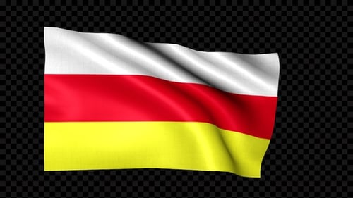 Waving South Ossetia Flag on Alpha Channel Loop