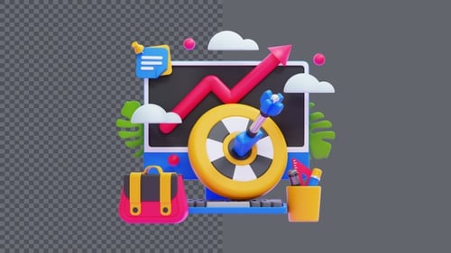 3D Corporate Growth and Target Achievement Animation