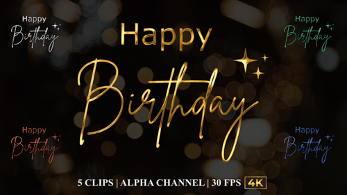 Happy Birthday Golden Script Text Animation