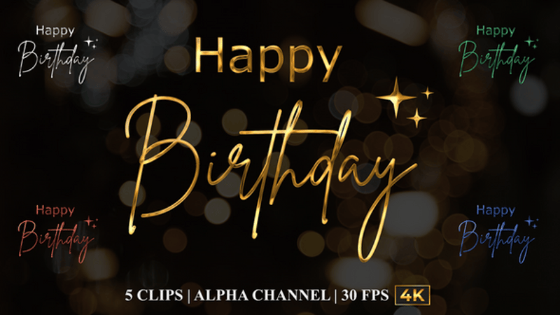 Happy Birthday Metallic Cursive Text Reveal Title Animation, Revealer ...