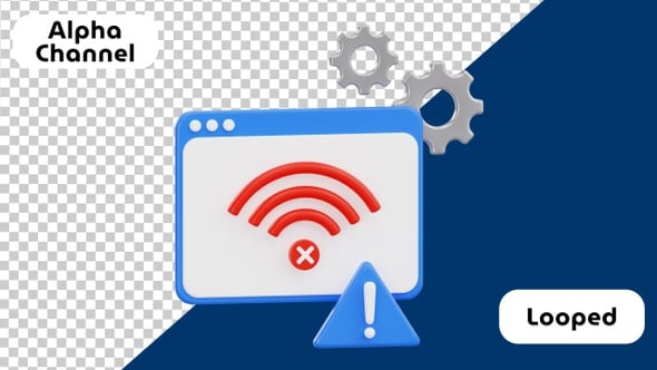 3D Animated Connection Error with Warning Icon | Alpha Channel ...
