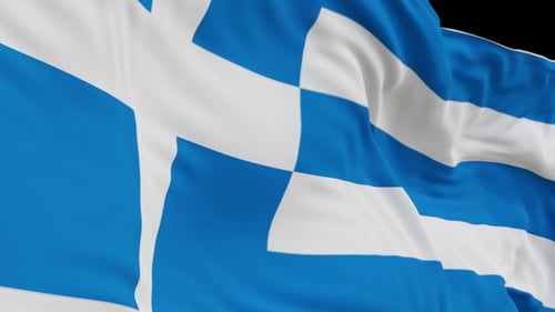 Waving Greece Flag Vertical Video with Alpha Channel