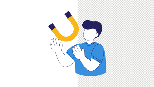 Animated Person Attracting a Magnet with Flat Design Style