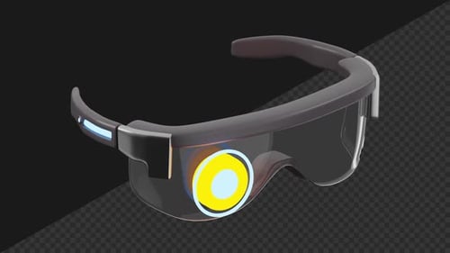 Futuristic 3D Smart Glasses Rotation with Glowing Interface