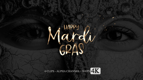 Sparkling Metallic Happy Mardi Gras Title Animation
