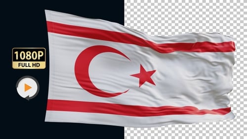 Waving Flag of Turkish Republic of Northern Cyprus