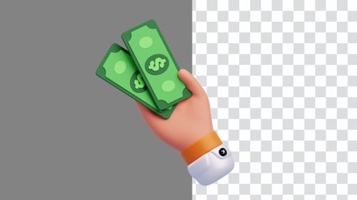 3D Animation of Hand holding Payment money | Alpha Channel