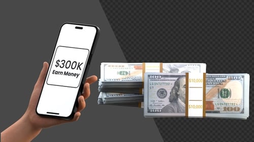 3D Animation of Earning Money | Alpha Channel