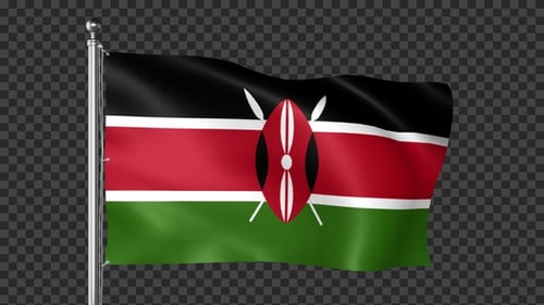 Realistic Waving Kenya Flag on a Pole
