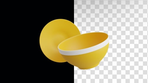 Modern 3D Yellow Bowl and Saucer Element Animation