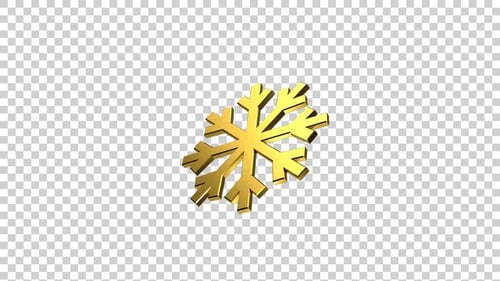 Golden 3D Snowflake Rotating V17