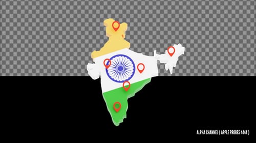 3D India Map Pin Point Location Animation | Alpha Loop
