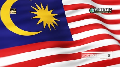 Realistic Waving Malaysian National Flag Loop Background