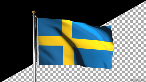 Realistic Sweden Flag Waving on a Metal Pole