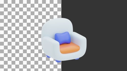 3D Animation of Modern Minimalist Armchair | Alpha Channel