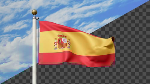 Realistic Animated Spanish Flag Waving Seamlessly