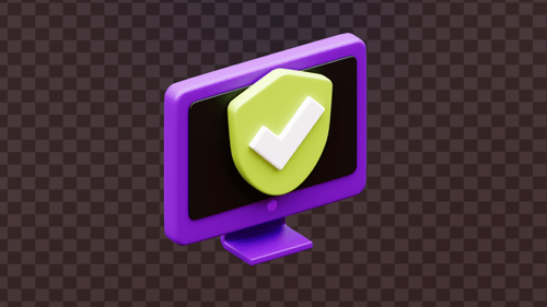 Bouclier de cybersécurité 3D avec animation cochée