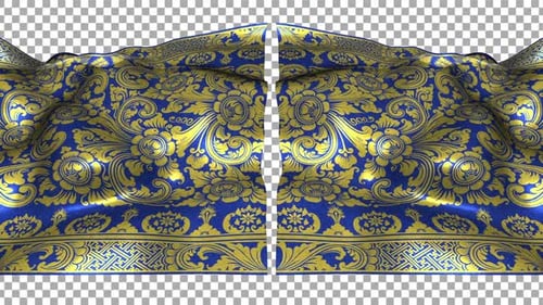 Indonesia Ethnic Silk Pattern Cloth Fabric Wave Alpha Songket Batik Bali Balinese Blue Gold Prada 2