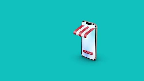 3D Smartphone Online Shopping Add to Cart Animation
