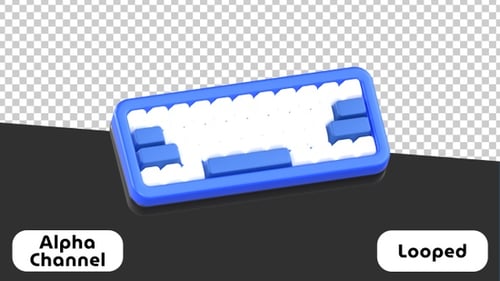 Modern 3D Animated Blue Keyboard with Pressing Keys