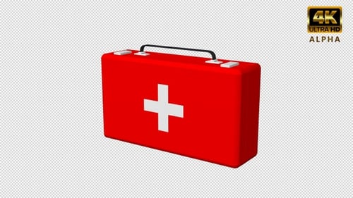 Rotating Red First Aid Kit 3D Animation