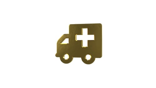 Golden 3D Ambulance Icon Rotation Animation