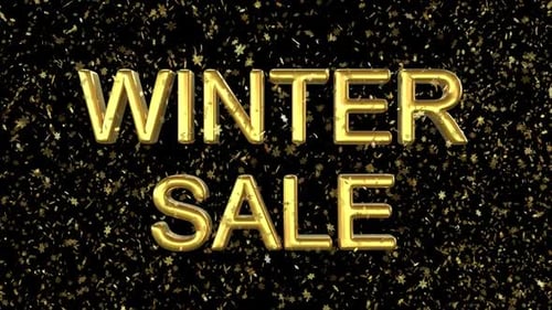 Winter Sale Gold Text Snow Loop