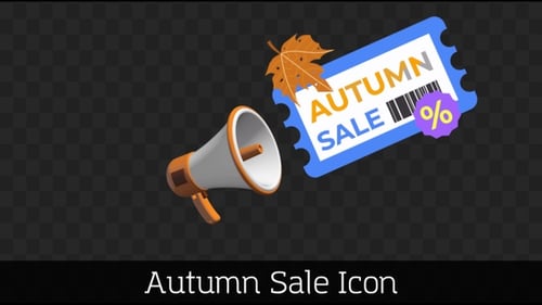 3D Megaphone Announcing Autumn Sale Coupon Animation