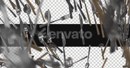 Falling Silverware Transition with Realistic Cutlery Pile