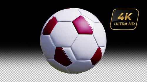 Rotating Qatar Flag Soccer Ball 3D Animation