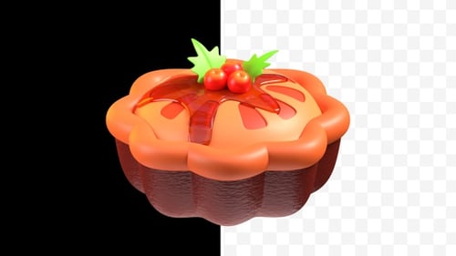Animated 3D Christmas Pudding with Berries and Holly Rotation