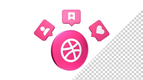 3D Pink Social Media Engagement Icons Animation