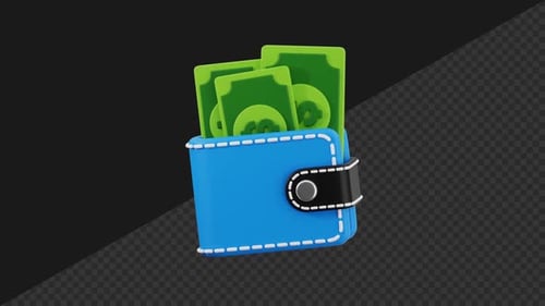 3D Wallet Looping Animation with Transparent Background