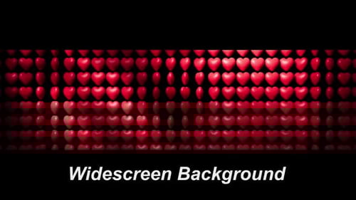Widescreen Background with Rotating Red Hearts