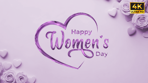 Fluid Purple Happy Women's Day Title Reveal with Heart Outline