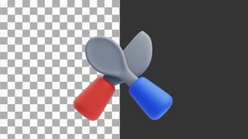 3D Animation of Silicone Baby Spoon and Fork Set | Alpha Channel