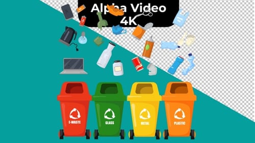 Waste Sorting for Recycling Bins Animation